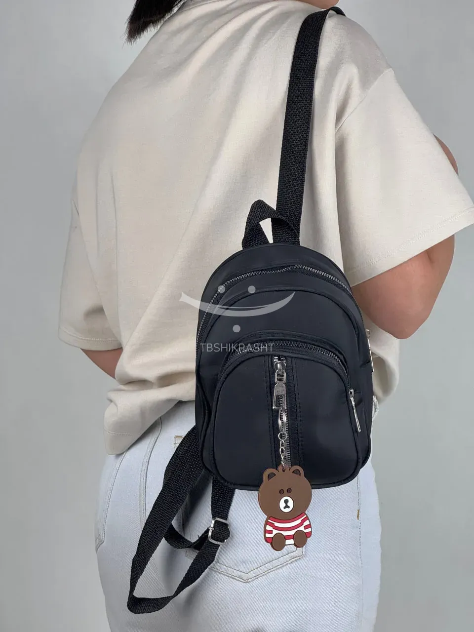 Mini Bear Backpack Keychain-Black-3 قیمت و خرید مینی کوله خرسی رنگ مشکی با جاکلیدی