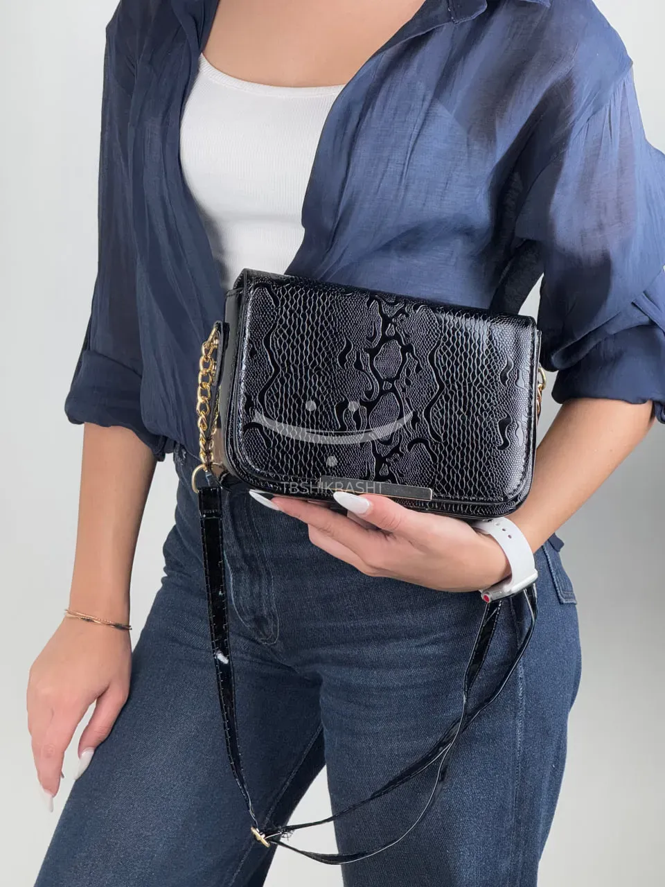 Patent leather passport bag with front zipper خرید و قیمت کیف پاسپورتی ورنی جلو زه